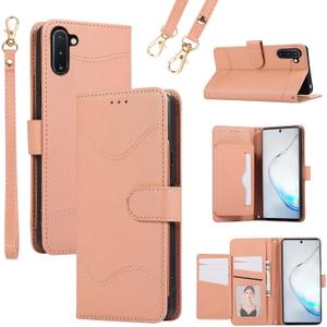 Wallet Case for Samsung Galaxy Note 10 5G with Wrist Strap and Shoulder Strap Card Holder Flip Stylish PU Leather 7+ Card Slots RFID Blocking Phone Cover for Note10 Notes 10s Ten Not S10 Pink