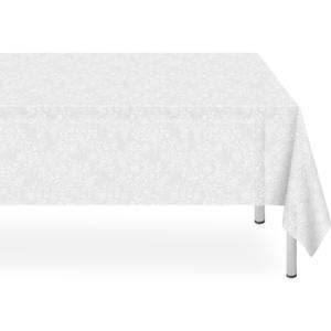 12 Pack Plastic Lace Tablecloth, White Plastic Table Cloths for Parties Disposable, 54x108 in Waterproof Rectangular Plastic Lace Camping Tablecloth for Birthday, Party, Wedding