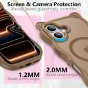 2 x 3 in 1 Magnetic for iPhone 17 Case for Women Girls,1X Screen Protector+1X Camera Lens Protector,Compatible with MagSafe,Translucent Matte,Cute Cat-Ear Wavy Phone Case,6.3",Brown
