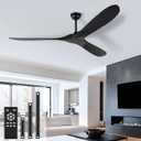 heimo 60 Inch Black Ceiling Fan No LightIndoor Outdoor 3 Blade Wood Ceiling Fans Without Lights for Patios Bedroom Living Room Farmhouse Big Outside Waterproof Fan for Sloped Angled Ceiling