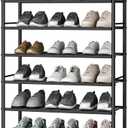 STO STO 10-Tier Shoe Rack with Sturdy Mesh Shelves, Tall Metal Shoe Organizer for Entryway, Closet, Garage, Front Door, Holds 30 Pairs, Free-Standing Large Shoe Storage Shelf, Adjustable Feet, Black
