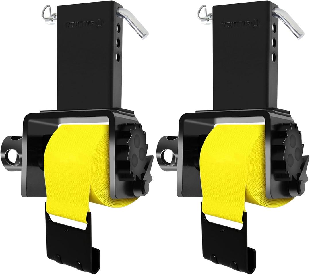 2 Pack Trailer Stake Pocket Winch Flatbed Kit, Capacity 16,200 lbs, Includes 4-inch Yellow Flatbed Winch Straps 30 Ft for 2x4 Stake Pockets