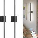 L LOHAS LED Battery Operated Wall Sconces Set of 2, Battery Wall Sconce 10000mAh, Black Rechargeable Sconces 6000K, 28.3 Inch Wireless Wall Lights, Sconce Wall Decor for Bedroom, Living Room