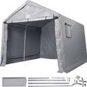 VEVOR Portable Shed Storage Shelter Outdoor, 10x10x8.5 ft Heavy Duty Instant Storage Tent Tarp Sheds with Roll-up Zipper Door and Ventilated Windows for Motorcycle, Bike, Garden Tools (Gray)