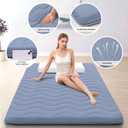 Japanese Floor Mattress, 100% High Density Comfortable Foam, 4" Thicken Foldable Mattress Tatami Mat Sleeping Pad, Ideal for Comfort and Support, Kids Floor Lounger Pillow Bed Sofa, Blue, Twin