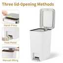 Small Bathroom Trash Can with Lid and 3 Rolls Trash Bags, Step Pedal Wastebasket Plastic Garbage Can with Pop-Up Lid 2.6 Gallon Bin for Kitchen, Bedroom, Office, Dorm, Laundry, Toilet, Rv, White