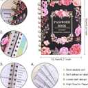 Iceemee Password Keeper Book with Alphabetical TabsSmall Password Books Password Notebook for Internet Website Address Log in Detail, Password Logbook Gifts for Home and Office (Flower Black)