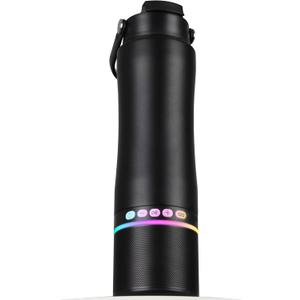 Water Bottle with Portable Bluetooth Speaker - Modular Insulated Water Bottles w/Handle, BT5.3, TWS Pairing Speaker and Stainless Steel Cups for Camping Sports Beach (Black)