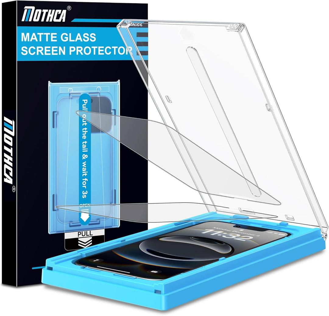 Mothca 2 Pack Matte Glass Screen Protector for iPhone 13 Pro Max/iPhone 14 Plus 6.7 [Auto Fit Box Dust-Free] Full Coverage Anti-Glare & Anti-Fingerprint Tempered Glass, Bubble Free, Smooth as Silk