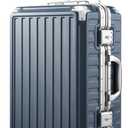 LUGGEX Carry On Luggage with Spinner Wheels, 20 Inch Aluminum Frame Zipperless Polycarbonate Hard Shell Suitcase, Blue