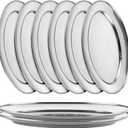 AKOLAFE 8PCS Large Stainless Steel Sizzle Platter Food Serving Trays for Party Buffet Oval Serving Platter Set Decorative Silver Plates Metal Tray Long Sizzler Plates for Sushi Appetizer Table Dish