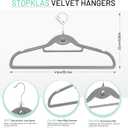 Velvet Stackable Hangers 30 Pack, STOPKLAS Grey Clothes Hangers Non Slip Felt Hanger with 360 Swivel Hook, Thin Hangers Space Saving, Heavy Duty Closet Hanger for Clothes, Coats, Suits, Dress, Pants