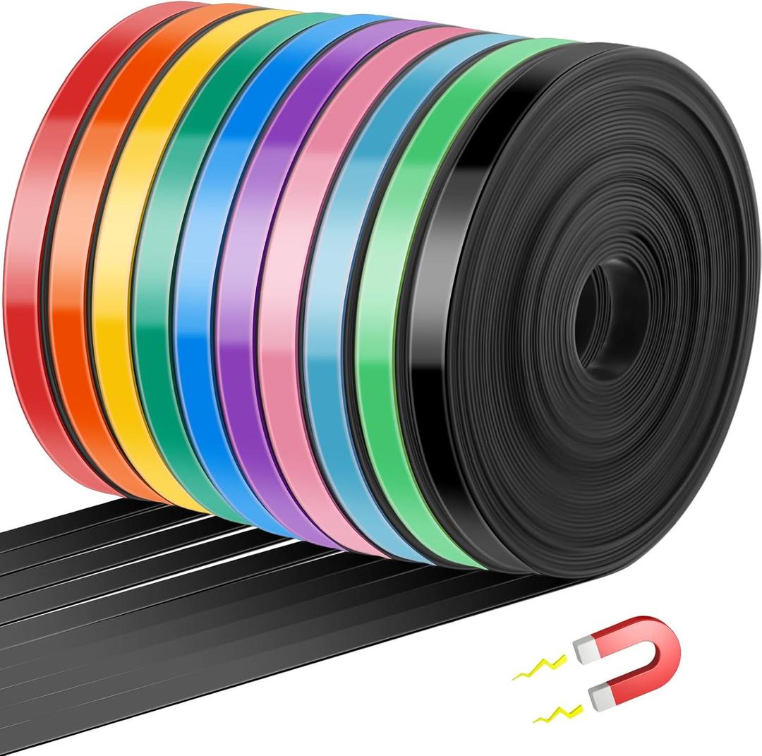 10 Rolls Whiteboard Magnetic Strips Roll Thin Strips 0.39 in x 16.4 ft Dry Erase White Board Magnetic Tape Graphic Decorative Tape Thin Magnet Board Dividers for Office Art Accessories