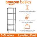 Amazon Basics 5-Shelf Tower Adjustable Storage Shelving Unit for Garage, Rust-Resistant Steel, 150 lbs Per Shelf, 16"W x 16"D x 54"H, Black