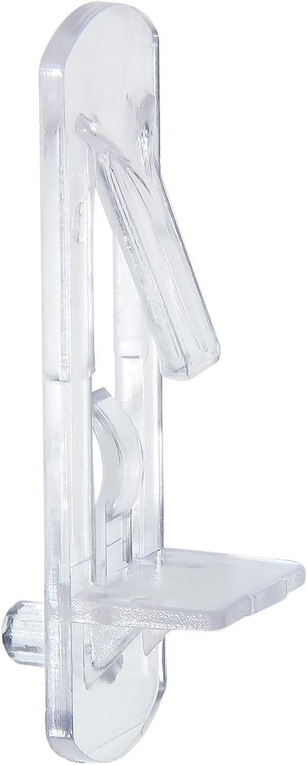 50 Pcs Plastic Locking Shelf Pins 5mm, 5/8" Clear Plastic Locking Shelf Support Peg Clips for 5mm Diameter Peg Hole & 5/8 Inch Cabinet Shelf