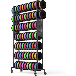 3D Printer Filament Rack with Wheels - 7-Tier Large Capacity Pegboard Organizer for Studio/Office 3D Printing Filament Storage (7 Tier)
