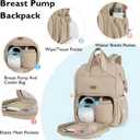 mommore Diaper Bag Backpack, Breast Pump Backpack for Spectra S1,S2 Medela Pumping Backpack for Working Moms with 15.6 inch Laptop Sleeve, Champagne