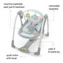 Ingenuity Swing 'n Go 5-Speed Baby Swing - Foldable, Portable, 2 Plush Toys & Sounds, 0-9 Months 6-20 lbs (Hugs & Hoots)