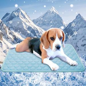 Cooling Mat for Dogs Thicken Pad for Cats,Rabbit&Medium,Large Dogs Internal Arc-Chill Cool Fiber Dog Cooling Mat Non-Slip Washable Summer Pet Outdoor Bed (Blue)