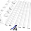 Delamu Cord Hider, Large Cord Covers for 2-3 Wires, Wire Covers for Cords Cable Hider, 94.5in Wire Hiders for TV on Wall, Easy Set up Cable Cover Management Kit, 6X L15.7 W1.0 H0.53in (White)