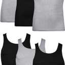 Hanes Men's, Moisture-Wicking Ribbed, Lightweight Cotton Tank Undershirts, Multi-Pack (XX-Large, Black/Grey Assorted - 6 Pack)