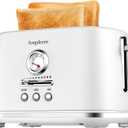 2 Slice Toaster with Extra Wide Slots & Removable Crumb Tray 6 Browning Options, Auto Shut Off & Frozen Function, Toast Fruit Bread, Bagel & Waffle, White (12.14x7.77x7.26 inch)