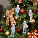 PRETYZOOM 4pcs Christmas Nutcracker Ornaments, 5 Inch Wooden Nutcracker Hanging Pendants, Holiday Soldiers Keepsake, Christmas Party Decoration