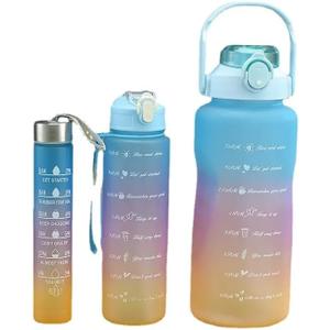 Motivational Water Bottle Set, 3 Pieces, 68/30/9 oz Capacity, Reusable Sports Bottles