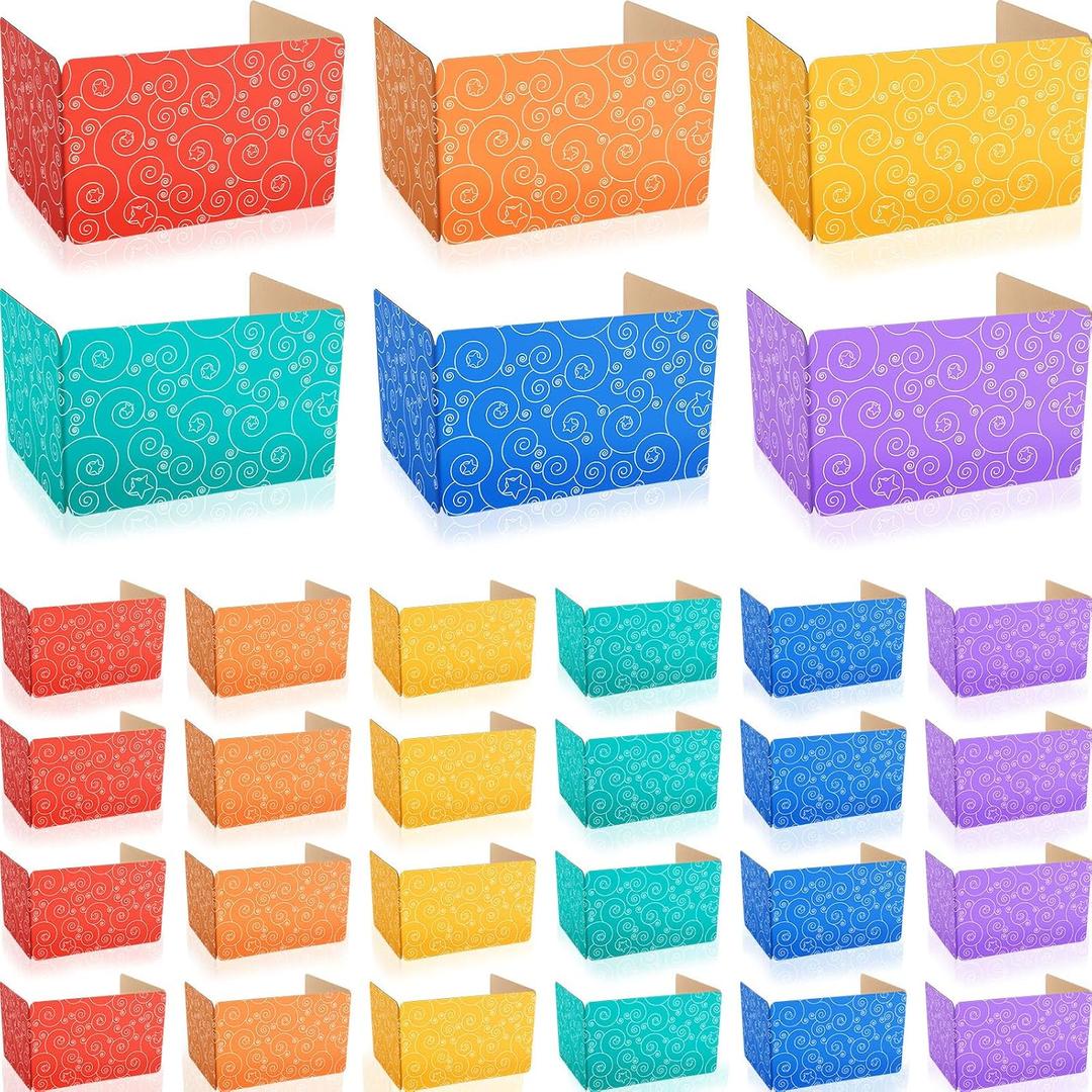 Jetec 30 Pcs Privacy Boards Corrugated Paper for Student Desks Classroom Privacy Boards for Desks Colored Desk Divider Desk Partition Trifold Panels Study Carrel for Study Teacher Classroom Office