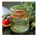 Kate Aspen Retro Arch Floral Green Drinking Glasses Set of 6-10 oz Vintage Beaded Glassware, Textured Water & Cocktail Cups, Holiday Drinkware, Christmas Gift Glass Set, Hostess or Holiday Gift 5 PCS