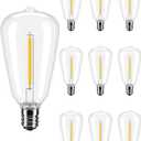 ST38 LED Replacement Bulbs for Outdoor String Lights, 10 Pack E12 Edison Light Bulbs, 2700K Warm White Dimmable Shatterproof Waterproof Patio Garden Bistro Lighting for Deck Porch Backyard