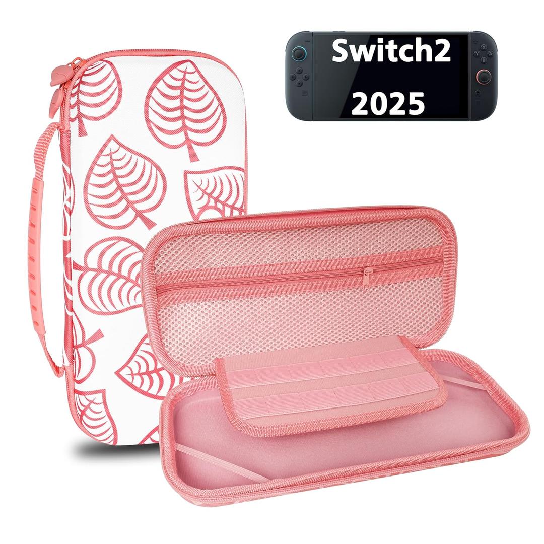 TIKOdirect Carrying Case for Nintendo Switch 2(2025), Shockproof Portable Travel Bag with with 12 Game Card Slots Inner Storage Bag for Switch 2 Console Joy-Con & Accessories, Animal Crossing Pink