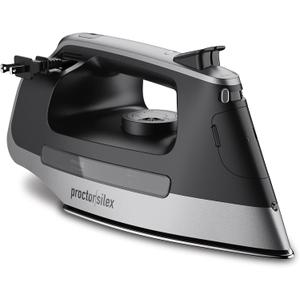 Proctor Silex Steam Iron for Clothes with Durable Stainless Steel Soleplate, 1500 Watts, 8 Retractable Cord, 3-Way Auto Shutoff, Anti-Drip, Gray and Black (14250)