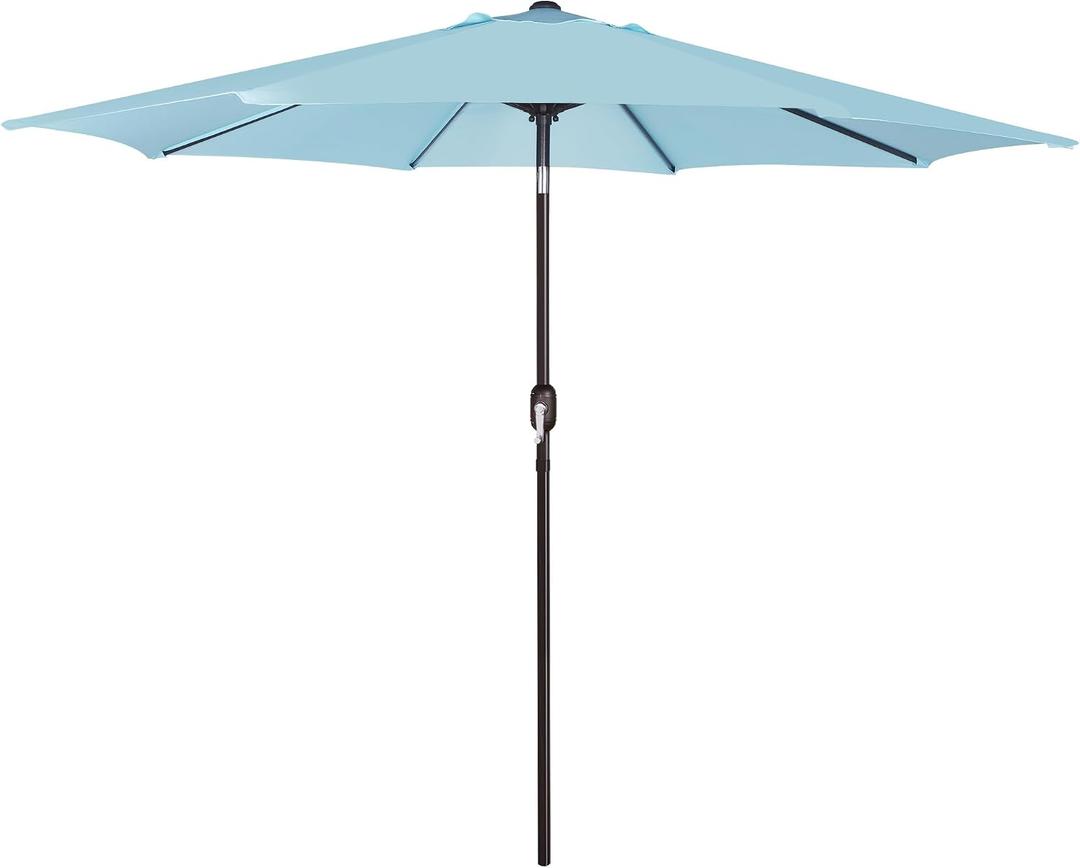 Blissun 9' Outdoor Patio Umbrella, Outdoor Table Umbrella, Yard Umbrella, Market Umbrella with 8 Sturdy Ribs, Push Button Tilt and Crank, Pale Turquoise