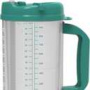 32 oz Double Wall Insulated Hospital Mug - Cold Drink Mug - Large Carry Handle - Includes Straw (1, Teal)