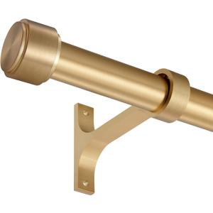 Warm Gold Curtain Rods for Windows 48 to 86", 1-Inch Blackout Curtain Rods with Aluminum Brackets and End Cap Finials, Adjustable Drapery Rods for Sliding Glass Door/Bedroom/Kitchen/Living Room Etc.