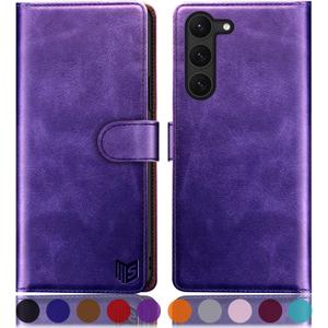 SUANPOT for Samsung Galaxy S23 5G Wallet case with RFID Blocking Credit Card Holder,Flip Book PU Leather Protective Cover Women Men for Samsung S23 Phone case Purple