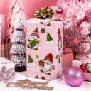 Retrify Christmas Wrapping Paper - 17 Inch x 32.8 Feet Mini Roll - Cute Red Green Gnome Snowflake Foil Girly Pink Gift Wrap Paper for Holiday Shower Party Celebration