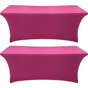 2Pack,6FT Fuchsia Spandex Table Cover Fitted Rectangular Tablecloth Stretchable Tablecloth 6 ft Wrinkle-Free for Party Tradeshows Banquet Weddings Cocktail