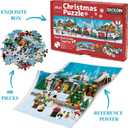 Christmas Train Puzzle for Adult, Xmas Santa Holiday Jigsaw Puzzle, Winter Forest Snow Scene Puzzle