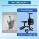 BlessReach Knee Scooter Steerable Knee Walker Deluxe Medical Scooter for Foot Injuries Adult Compact Crutches,Supports Up to 300 lbsBlack