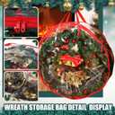 Shappy 4 Pcs 36 Inch Back to School Wreath Storage Container Clear Wreath Storage Bags PVC Waterproof Garland Bags with Clear Window Dual Zippers and Handles for Holiday Artificial Garland (Red)