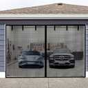 Magnetic Garage Screen Door for 2 Car Garage Doors 16x7FT- Reinforced Self Sealing Fiberglass Mesh Door with 6 Strapping Tapes, High Energy Magnets, Hands Free Door Screen with Closure Weighted Bottom