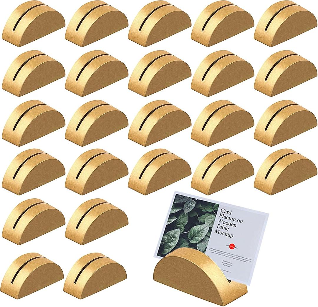 10 PCS Gold Place Card Holders for Table, Lightweight Wooden Wedding Table Number Stands
