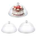 Alrhso 3Pcs Clear Acrylic Cake Cover Dome 8" 10" 12" Cake Stand Cover Round Cakes Cloche Dome Food Display Covers for Freshness Dessert Cheese Display Serving Platter