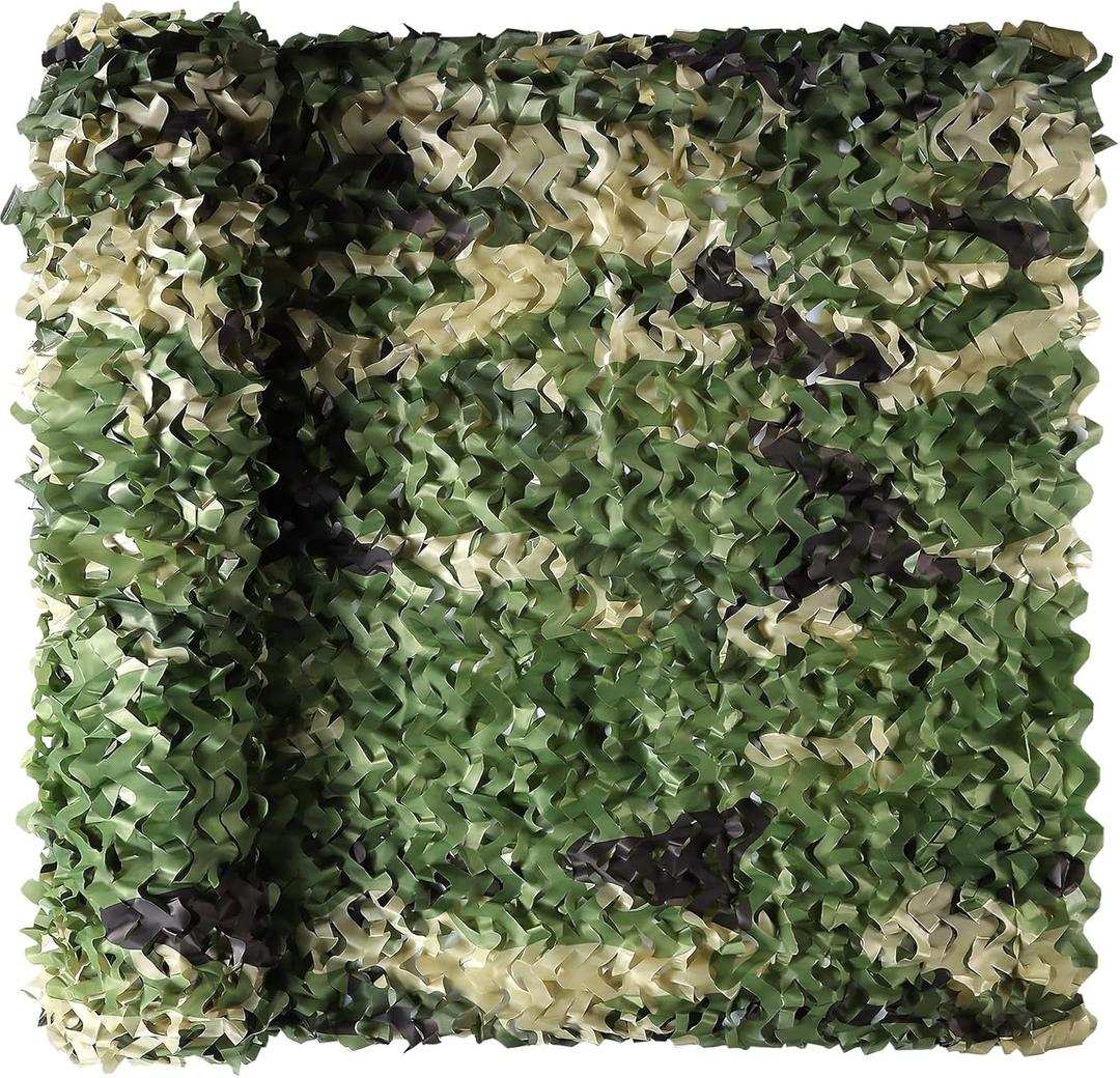 Camo Netting, Camouflage Netting, Hunting Blind Camo Net, Army Party Decorations, Sunshade Fence Nets, Lightweight, Bulk Roll, Mesh, Great for Camping, Shooting, Photograph, Car Cover, Outdoor (4.9ftx6.5ft, 5 Color Woodland)