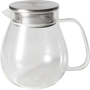 Glass Teapot with Removable Stainless Steel Filter Lid Stovetop & Microwave Safe Borosilicate Glass Kettle for Loose Leaf, Blooming Tea And Coffee Sharing (24OZ)