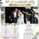 Qinyoung 50 Pieces White Wedding Can Cooler Sleeves Bulk Engagement Party Favors for Guests Beer Cooler Cheers to Love Laughter Happily Ever After Rehearsal Dinner Decorations for Wedding Bridal