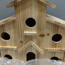 Bird Houses for Outside, Wooden 6 Hole Birdhouse Room for Multi-Birds Families, Bluebird Finch Outdoor Hanging Bird House for Garden Backyard Patio