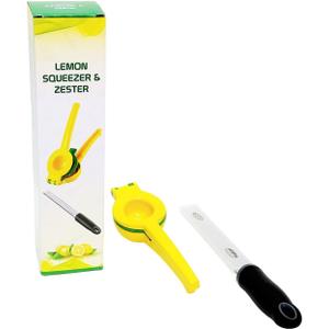 2Pcs Lemon Squeezer and Zester Grater Set, Citrus Juicer, Hand Press, Easy to Use, Ideal for Parmesan Cheese Grater, Lemon and Ginger Zester